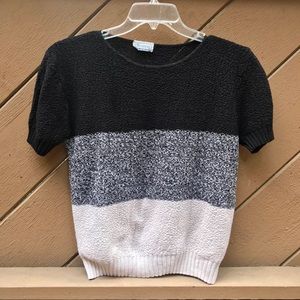 Vintage 80s Short Sleeve Color Block Sweater Top